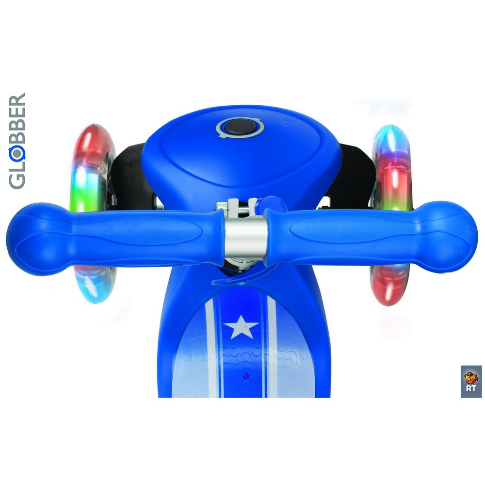 Самокат Y-SCOO Globber Primo Fantasy с 3 светящимися колесами Stars&Strips Navy Blue  